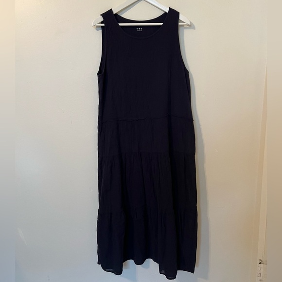 Three Dots Navy Blue Textured Maxi Dress Size Large - Picture 1 of 5
